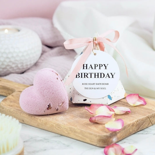 Happy Birthday Rose Heart Shaped Bath Bomb