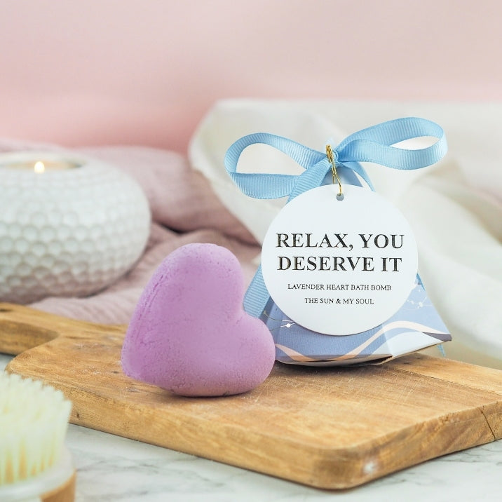 Relax You Deserve It Lavender Heart Shaped Bath Bomb