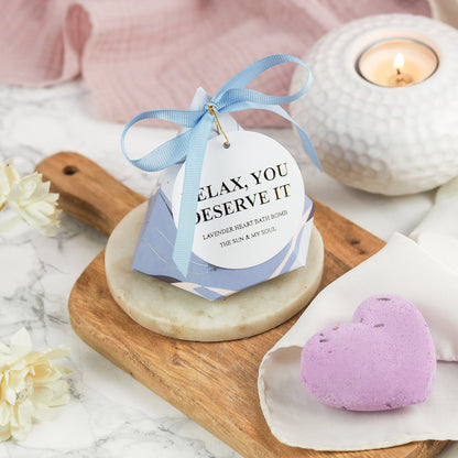 Relax You Deserve It Lavender Heart Shaped Bath Bomb