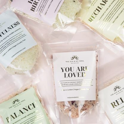 You Are Loved Luxury Himalayan Bath Salts with Ylang Ylang, Coconut Essential Oils with Rose Petals