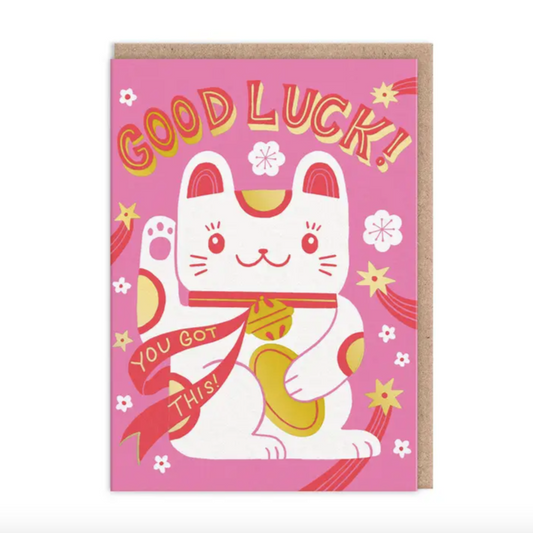 Good Luck Lucky Cat Greeting Card