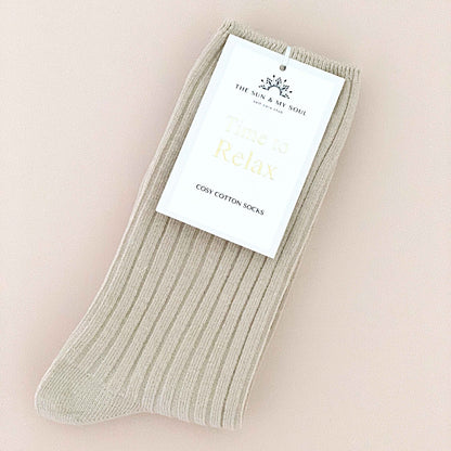 Time to Relax Cosy Cotton Socks - Beige