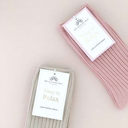 Time to Relax Cosy Cotton Socks - Dusty Pink