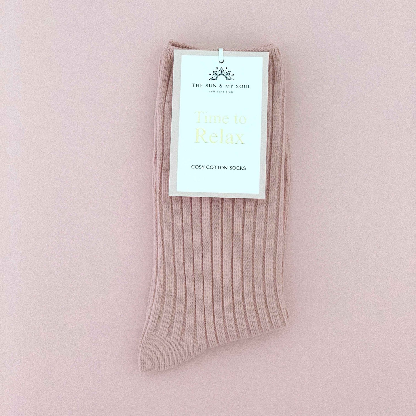 Time to Relax Cosy Cotton Socks - Dusty Pink