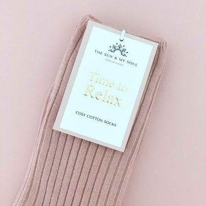 Time to Relax Cosy Cotton Socks - Dusty Pink