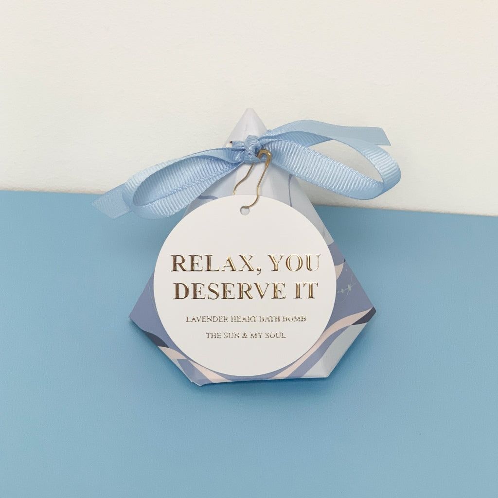 Relax You Deserve It Lavender Heart Shaped Bath Bomb